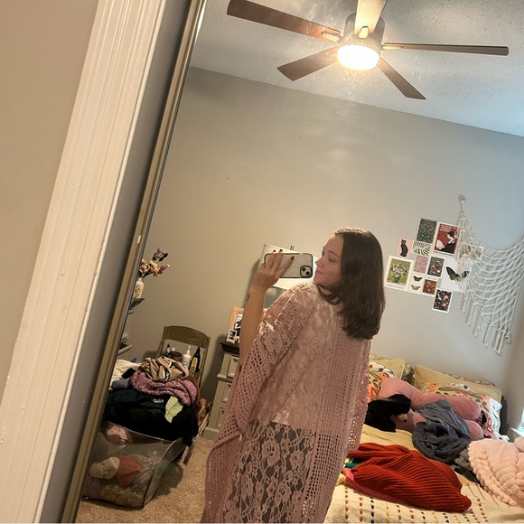 NWOT Three bird nest pink lace knit cardigan - Picture 8 of 8